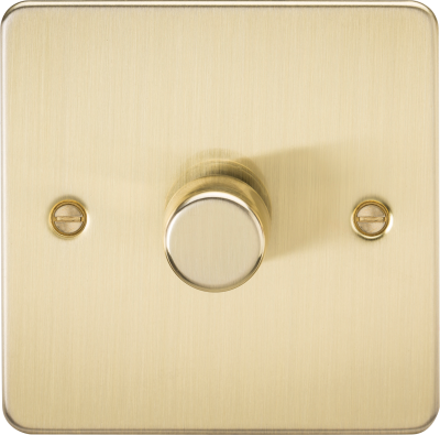 Flat Plate 1G 2 way 10-200W (5-150W LED) trailing edge dimmer - Brushed Brass