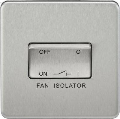 Screwless 10AX 3 Pole Fan Isolator Switch - Brushed Chrome