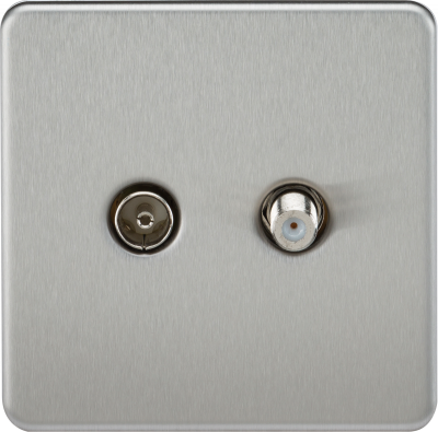 Screwless TV & SAT TV Outlet (Isolated) - Brushed Chrome