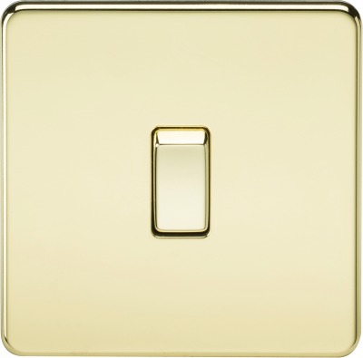 Screwless 20A 1G DP Switch - Polished Brass