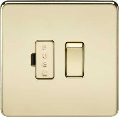 Screwless 13A Switched Fused Spur Unit - Polished Brass