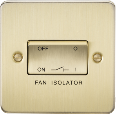 Flat Plate 10AX 3 Pole Fan Isolator Switch - Brushed Brass