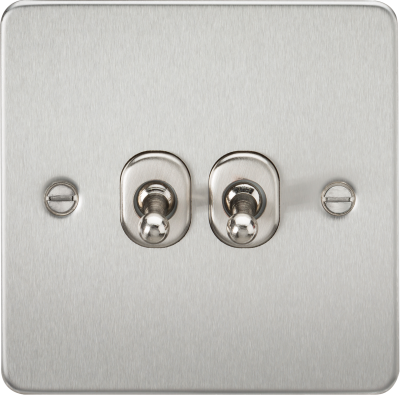 Flat Plate 10AX 2G 2-way toggle switch - brushed chrome