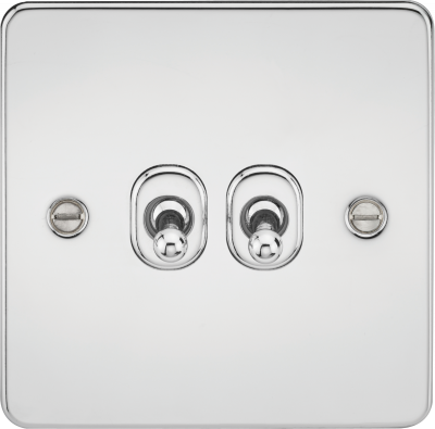 Flat Plate 10AX 2G 2-way toggle switch - polished chrome