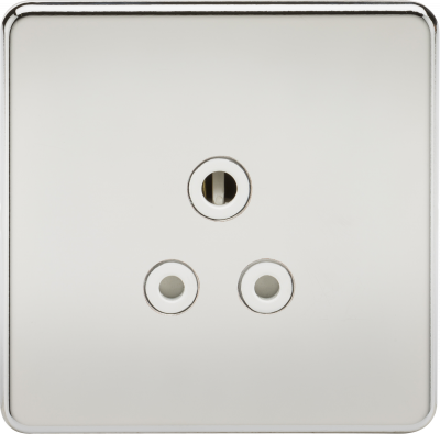 Screwless 5A Unswitched Socket - Polished Chrome with White Insert