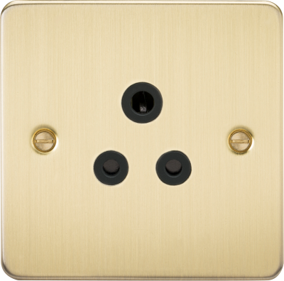 Flat Plate 5A unswitched socket - brushed brass with black insert