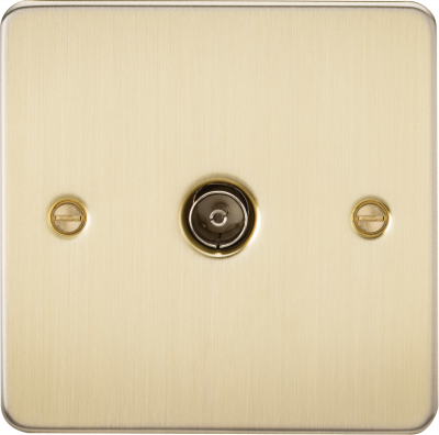 Flat Plate 1G TV Outlet (non-isolated) - Brushed Brass