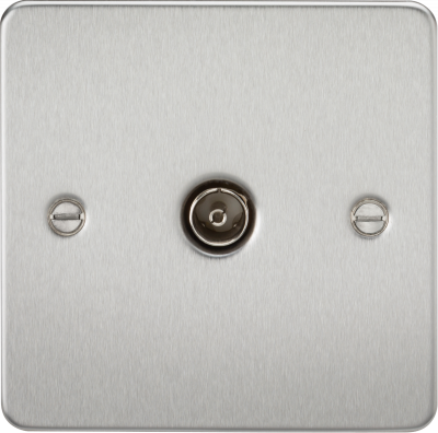 Flat Plate 1G TV Outlet (non-isolated) - Brushed Chrome