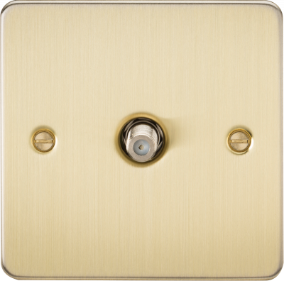 Flat Plate 1G SAT TV Outlet (non-isolated) - Brushed Brass