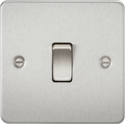 Flat Plate 10AX 1G Intermediate Switch - Brushed Chrome