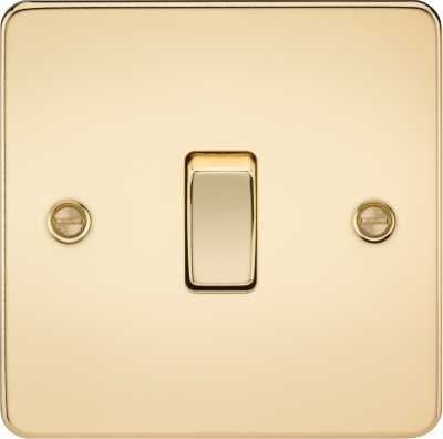 Flat Plate 10AX 1G Intermediate Switch - Polished Brass