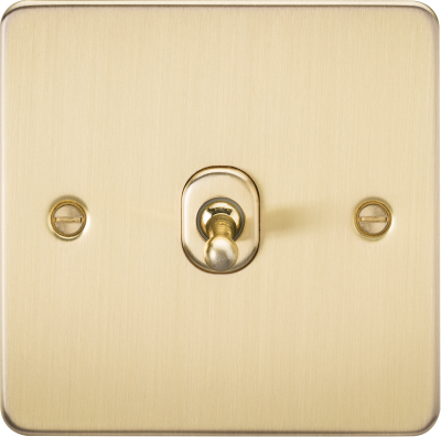 Flat Plate 10AX 1G Intermediate Toggle Switch - Brushed Brass