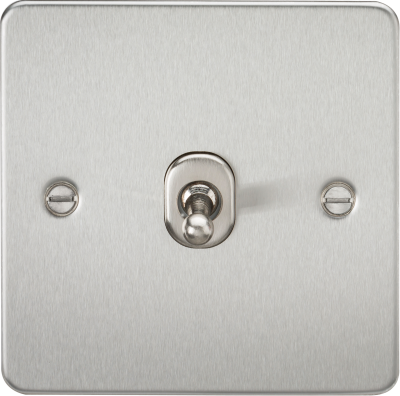 Flat Plate 10AX 1G 2 Way Toggle Switch - Brushed Chrome