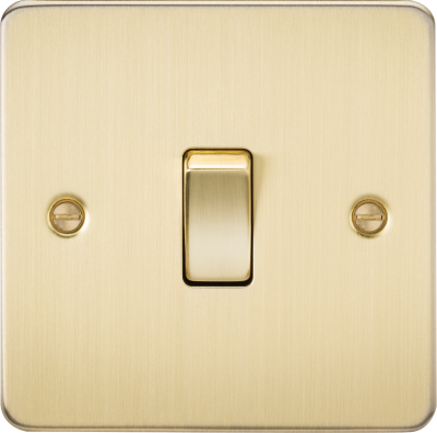 Flat Plate 10AX 1G 2 Way Switch - Brushed Brass