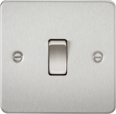 Flat Plate 10AX 1G 2 Way Switch - Brushed Chrome