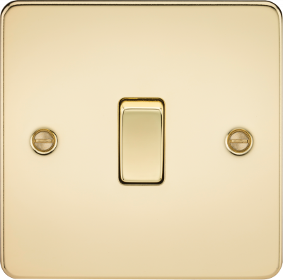 Flat Plate 10AX 1G 2 Way Switch - Polished Brass