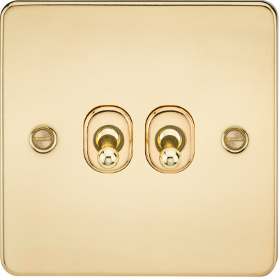 Flat Plate 10AX 2G 2-way toggle switch - polished brass