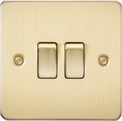 Flat Plate 10AX 2G 2-way switch - brushed brass