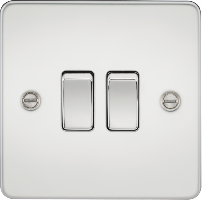 Flat Plate 10AX 2G 2-way switch - polished chrome