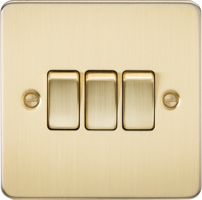 Flat Plate 10AX 3G 2-way switch - brushed brass