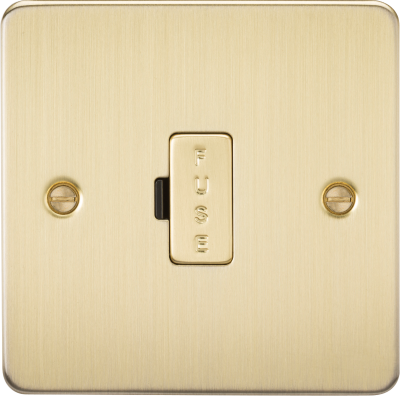 Flat Plate 13A fused spur unit - brushed brass