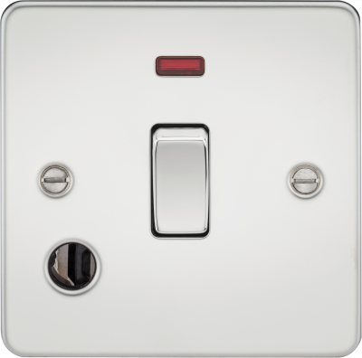 Flat Plate 20A 1G DP switch with neon and flex outlet - polished chrome