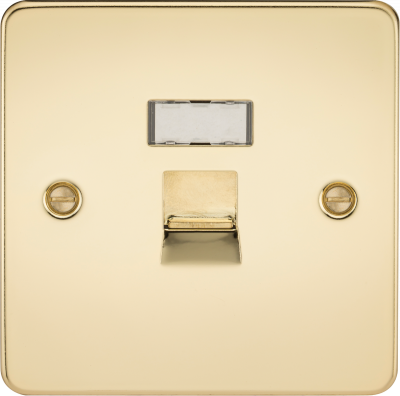 Flat Plate RJ45 network outlet - polished brass