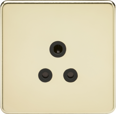 Screwless 5A Unswitched Socket - Polished Brass with Black Insert