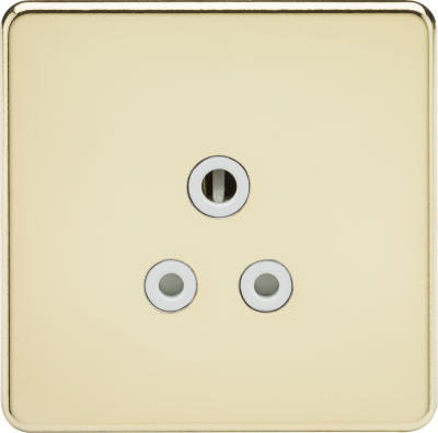 Screwless 5A Unswitched Socket - Polished Brass with White Insert