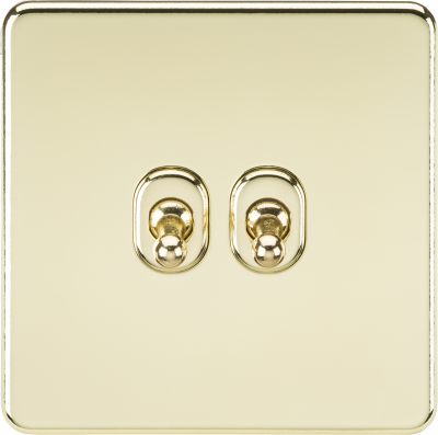 Screwless 10AX 2G 2-Way Toggle Switch - Polished Brass