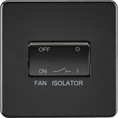 Screwless 10AX 3 pole Fan Isolator Switch - Matt Black