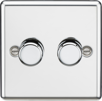 2G 2 way 10-200W (5-150W LED) trailing edge dimmer - Rounded Edge Polished Chrome