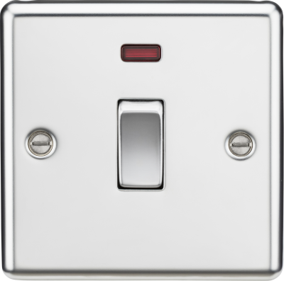 20A 1G DP Switch with Neon - Rounded Edge Polished Chrome