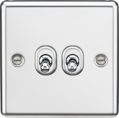 10AX 2G 2 Way Toggle Switch - Rounded Polished Chrome Finish