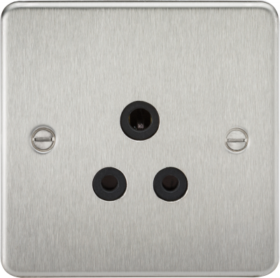 Flat Plate 5A unswitched socket - brushed chrome with black insert