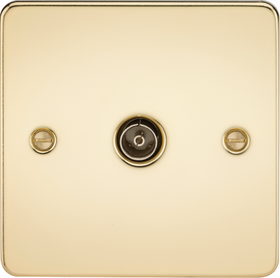 Flat Plate 1G TV Outlet (non-isolated) - Polished Brass