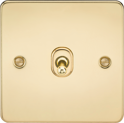 Flat Plate 10AX 1G Intermediate Toggle Switch - Polished Brass