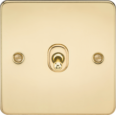 Flat Plate 10AX 1G 2 Way Toggle Switch - Polished Brass