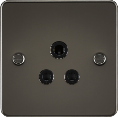 Flat Plate 5A unswitched socket - gunmetal with black insert