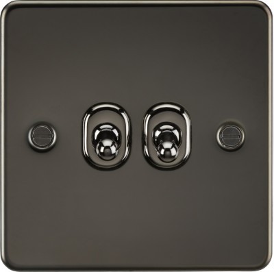 Flat Plate 10AX 2G 2-way toggle switch - gunmetal