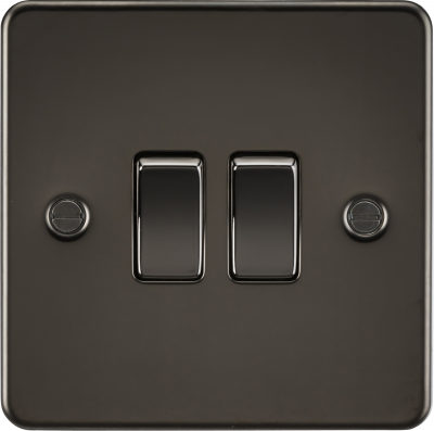 Flat Plate 10AX 2G 2-way switch - gunmetal