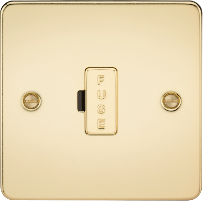 Flat Plate 13A fused spur unit - polished brass