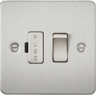 Flat Plate 13A switched fused spur unit - brushed chrome