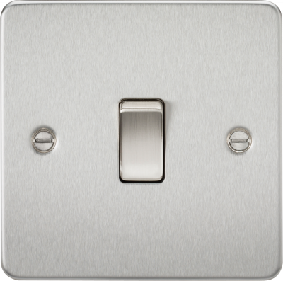 Flat Plate 20A 1G DP switch - brushed chrome