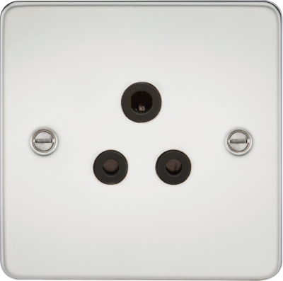 Flat Plate 5A unswitched socket - polished chrome with black insert