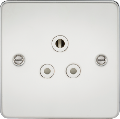 Flat Plate 5A unswitched socket - polished chrome with white insert