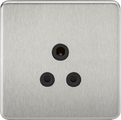 Screwless 5A Unswitched Socket - Brushed Chrome with Black Insert