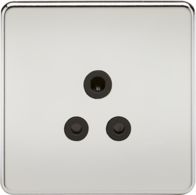 Screwless 5A Unswitched Socket - Polished Chrome with Black Insert