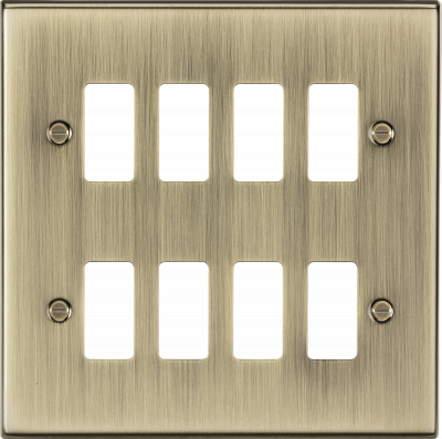 8G grid faceplate - antique brass