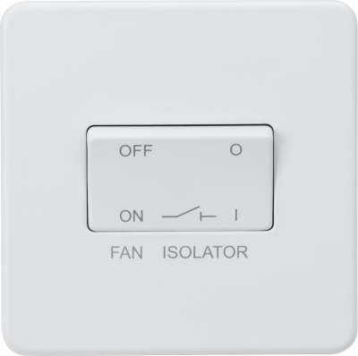 Screwless 10AX 3 pole fan isolator switch - Matt white